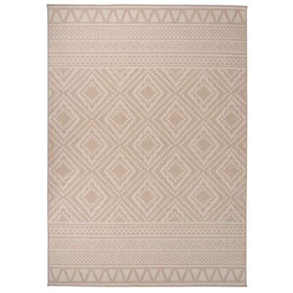 vidaXL Utendørs flatvevd teppe 120x170 cm brun striper
