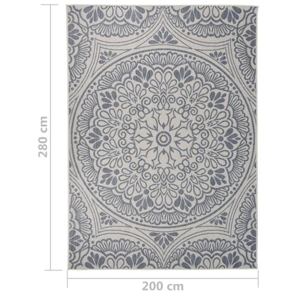 vidaXL fladvævet udendørstæppe 200x280 cm mønster blå