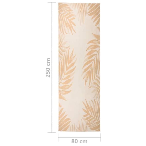 vidaXL fladvævet udendørstæppe 80x250 cm bladmønster