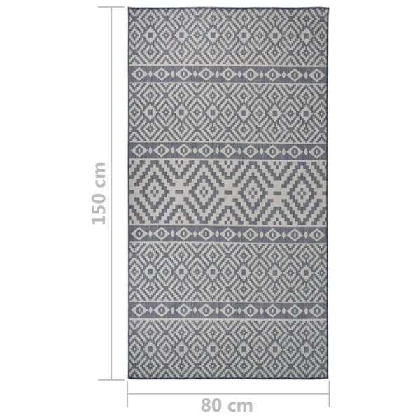vidaXL Utomhusmatta plattvävd 80x150 cm blå ränder