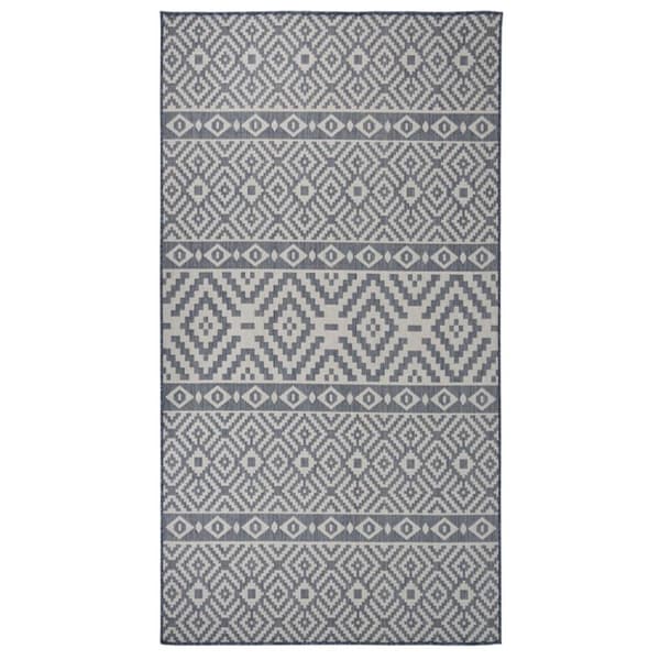 vidaXL Utomhusmatta plattvävd 80x150 cm blå ränder