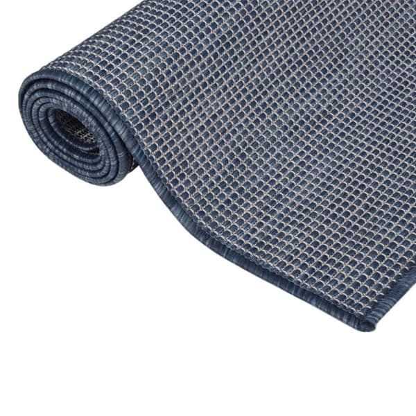 vidaXL Utendørs flatvevd teppe 100x200 cm blå