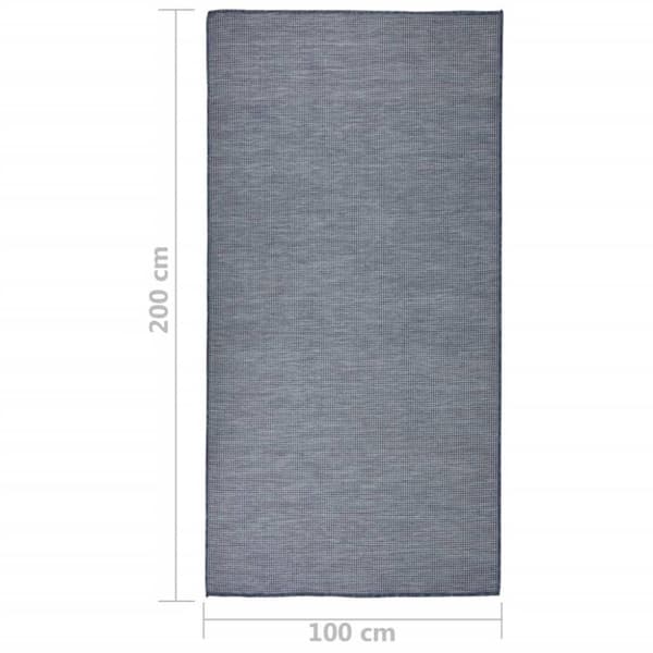 vidaXL Utendørs flatvevd teppe 100x200 cm blå