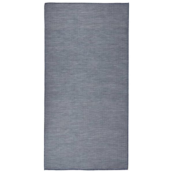 vidaXL Utendørs flatvevd teppe 100x200 cm blå
