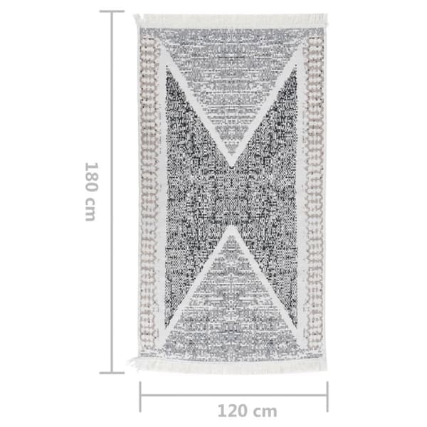 vidaXL gulvtæppe 120x180 cm bomuld sort og grå