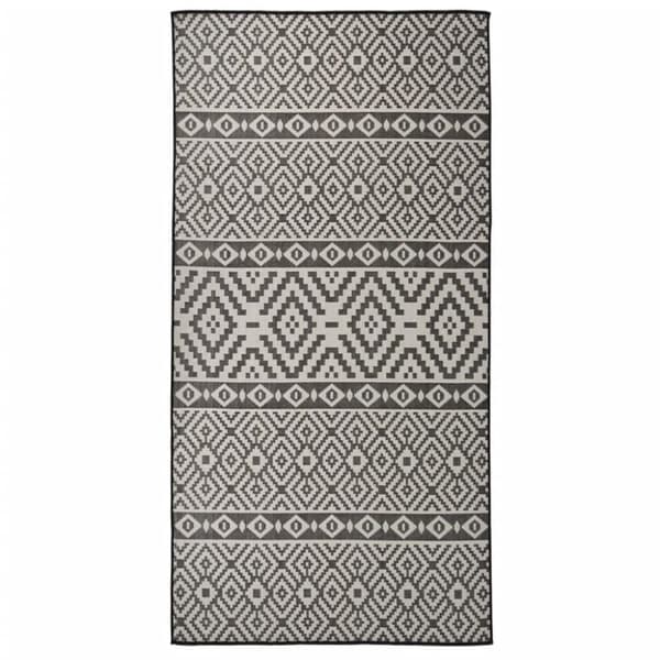 vidaXL fladvævet udendørstæppe 100x200 cm stribet sort