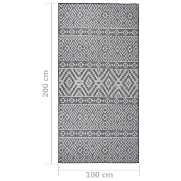 vidaXL fladvævet udendørstæppe 100x200 cm stribet blå