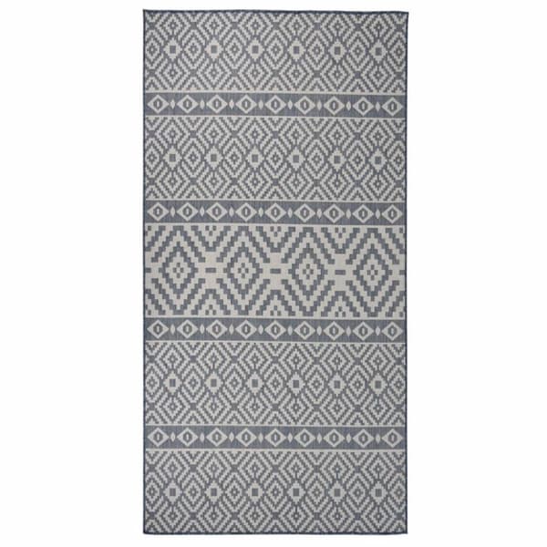 vidaXL fladvævet udendørstæppe 100x200 cm stribet blå