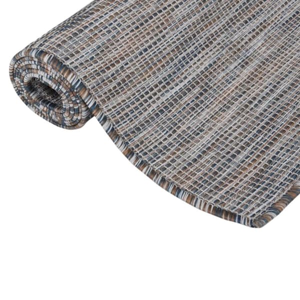 vidaXL fladvævet udendørstæppe 100x200 cm brun og blå