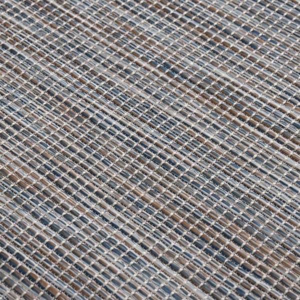 vidaXL fladvævet udendørstæppe 100x200 cm brun og blå
