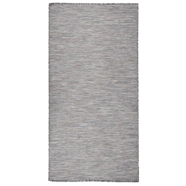 vidaXL fladvævet udendørstæppe 100x200 cm brun og blå