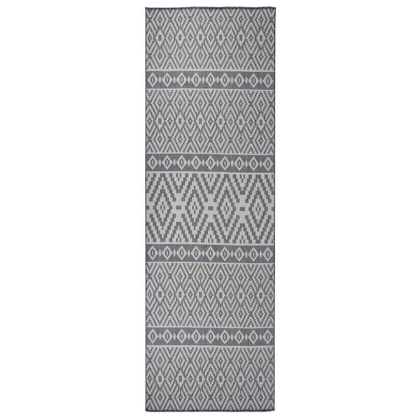vidaXL Utendørs flatvevd teppe 80x250 cm blå striper