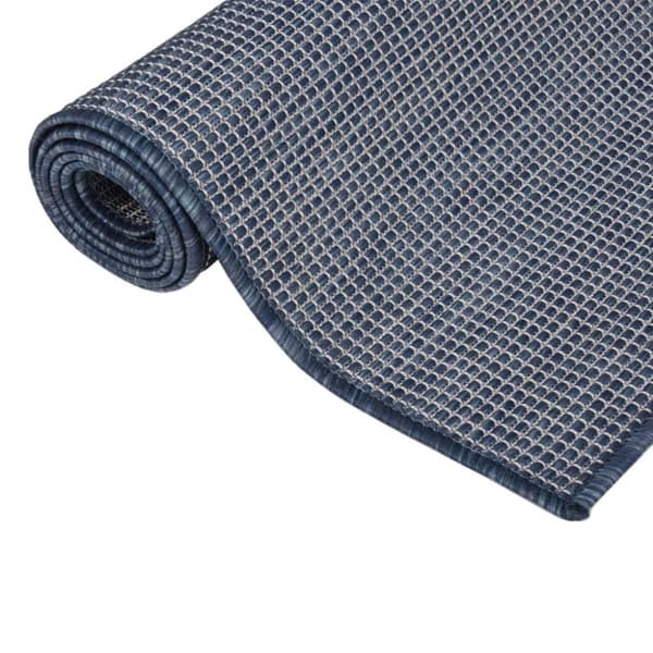 vidaXL Utendørs flatvevd teppe 80x250 cm blå