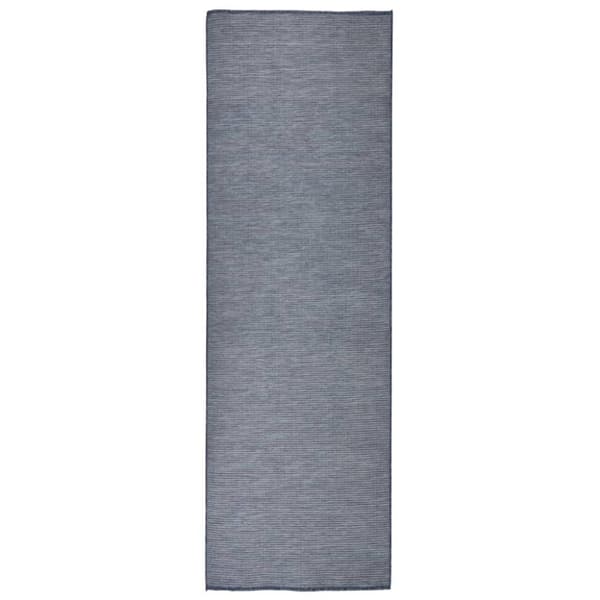 vidaXL Utendørs flatvevd teppe 80x250 cm blå