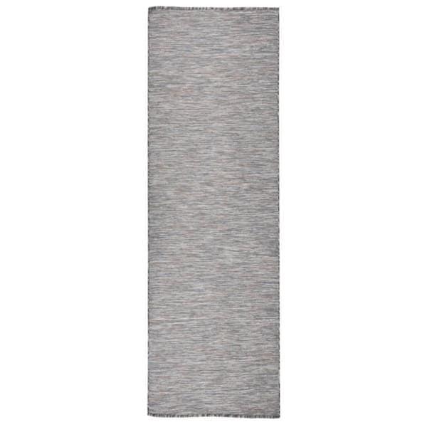 vidaXL fladvævet udendørstæppe 80x250 cm brun og blå
