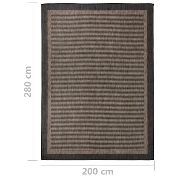 vidaXL fladvævet udendørstæppe 200x280 cm mørkebrun