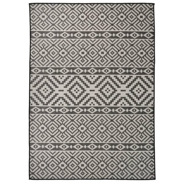 vidaXL fladvævet udendørstæppe 120x170 cm stribet sort