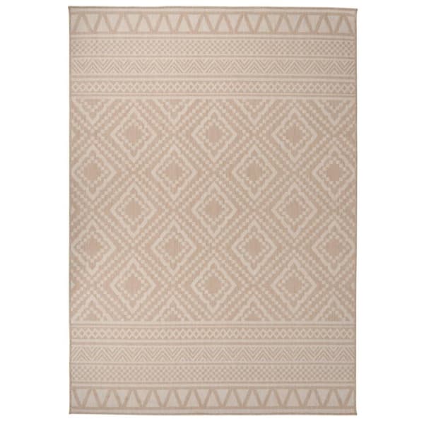 vidaXL fladvævet udendørstæppe 140x200 cm stribet brun