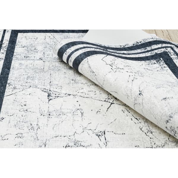 ANDRE 1023 tæppe skal vaskes Ramme marmor skridsikker - sort / hvid, 160x220 cm