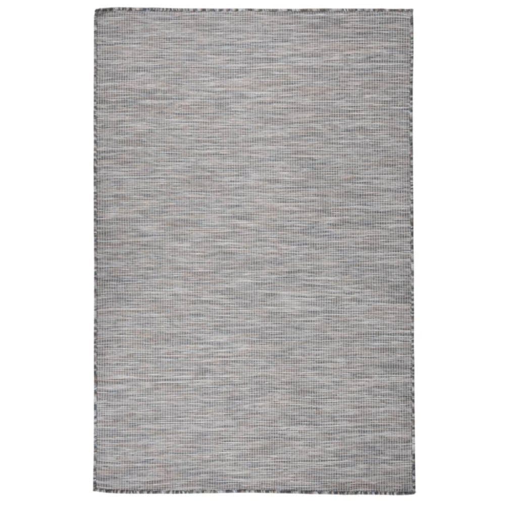 vidaXL Utomhusmatta plattvävd 120x170 brun och svart