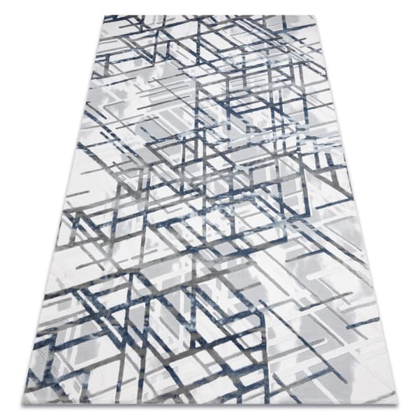 Matta ACRYLIC VALS 8381 Lines 3D blå, 80x300 cm