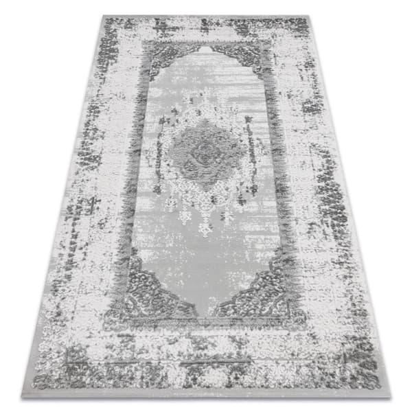 Matta ACRYLIC VALS 8801 Ram ornament ivory / grå, 100x200 cm