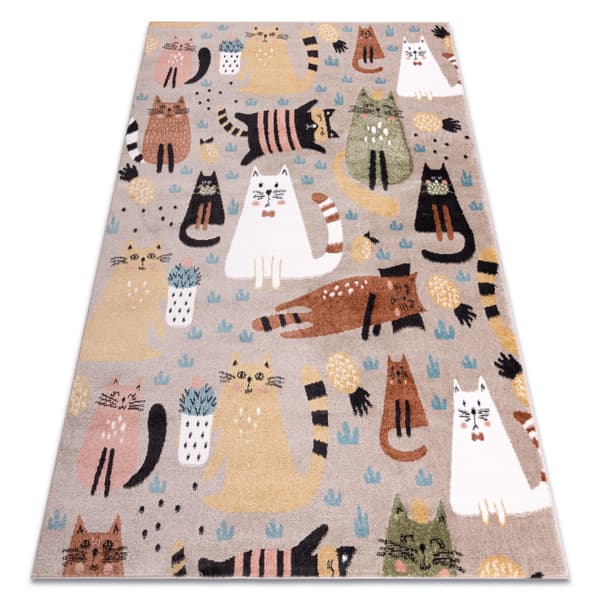 Matto FUN Kittens lapsille, kissat beige, 80x150 cm