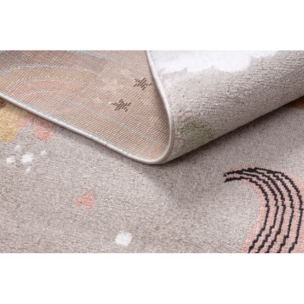 Matto FUN Sweety lapsille, yksisarvinen, sateenkaari beige, 140x190 cm