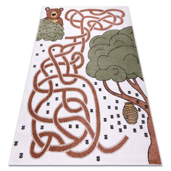 Matto FUN Honey lapsille, karhu, mehiläiset kerma, 120x170 cm