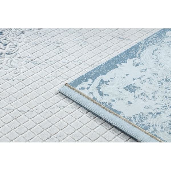 Matta ACRYLIC VALS 0A039A C53 47 cracked, flowers ivory / grå, 80x100 cm
