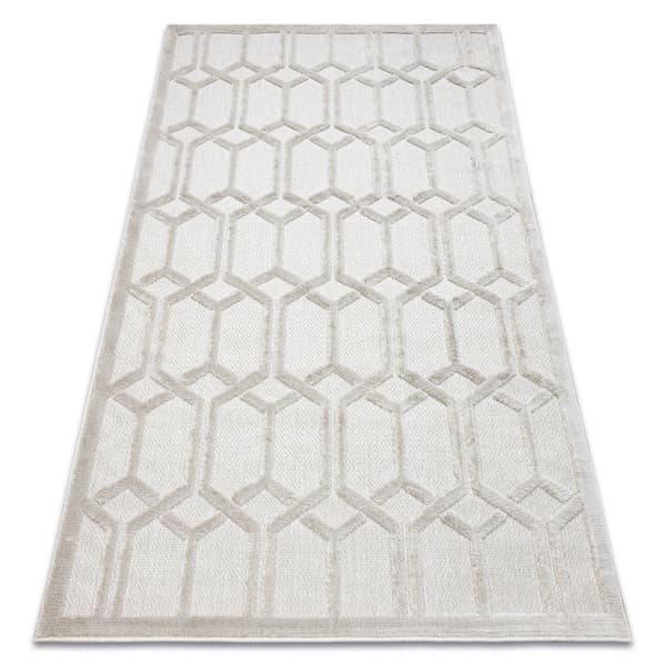 Matta SANTO SISAL 58385 Ruta, geometrisk beige, 140x190 cm