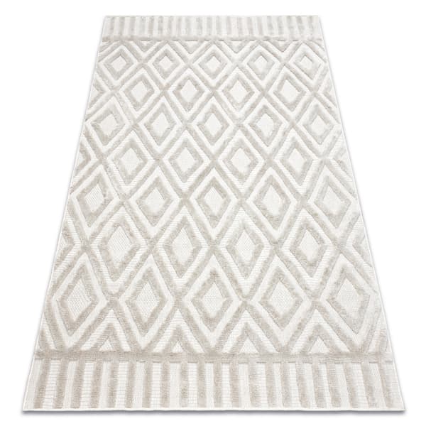 Matta SANTO SISAL 58377 Ruter, geometrisk, sicksack beige, 200x290 cm
