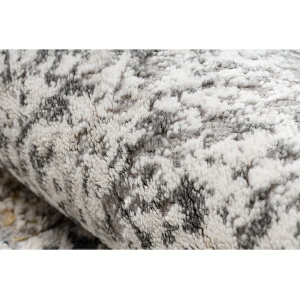 Modern Matta TULS strukturell, fringe 51323 vintage, Ram, rosette elfenben / grå , 120x170 cm