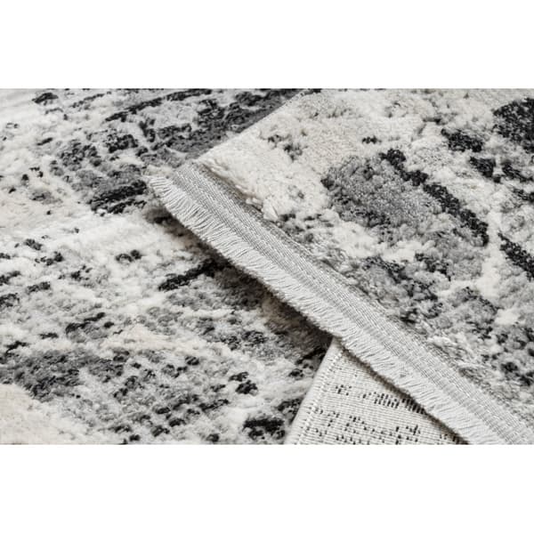 Modern Matta TULS strukturell, fringe 51322 Marmor grå / ivory , 200x290 cm