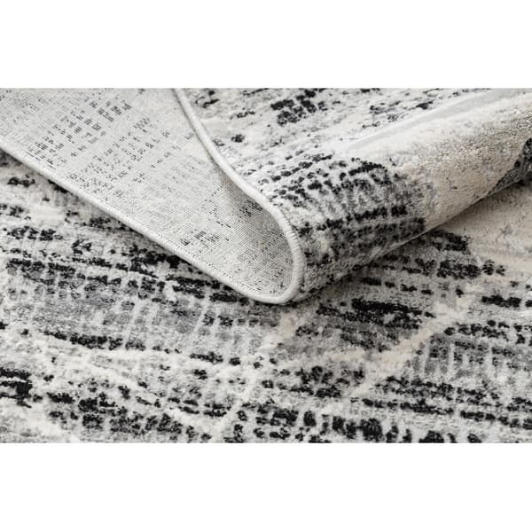 Modern Matta TULS strukturell, fringe 51322 Marmor grå / ivory , 200x290 cm