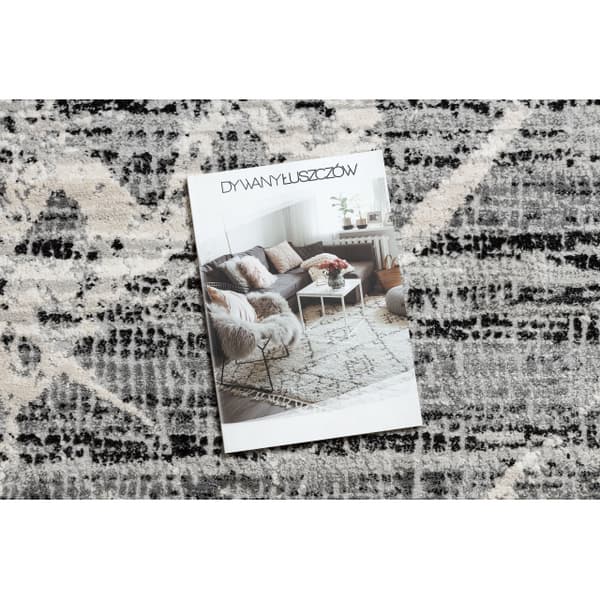 Modern Matta TULS strukturell, fringe 51322 Marmor grå / ivory , 200x290 cm