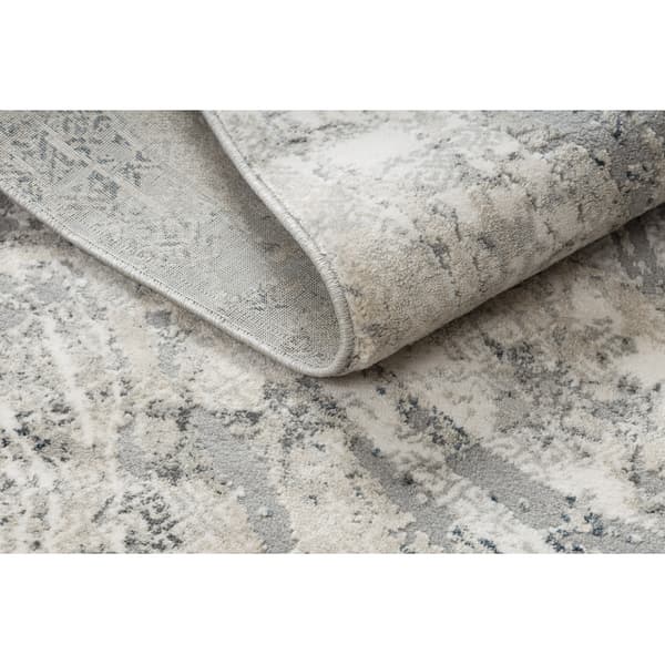 Modern Matta TULS strukturell, fringe 51328 vintage, abstraktion elfenben / grå , 280x370 cm