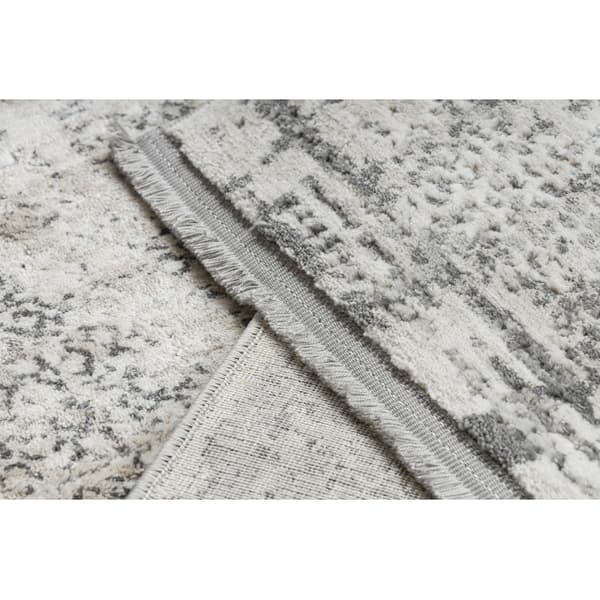 Modern Matta TULS strukturell, fringe 51324 vintage, Ram elfenben / grå , 140x190 cm