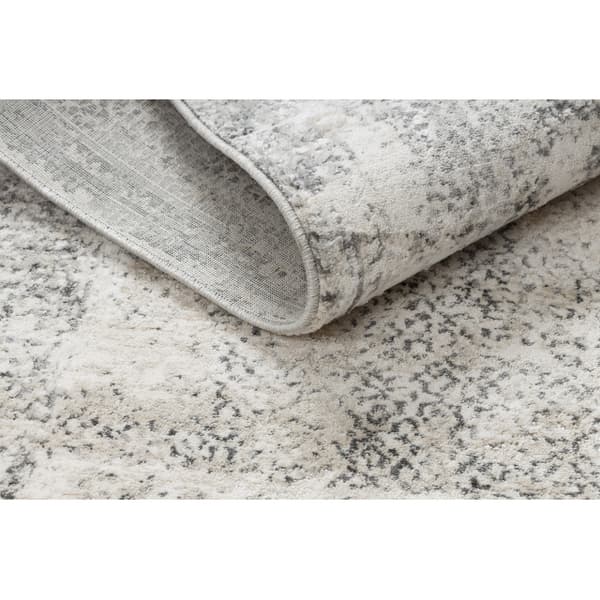 Modern Matta TULS strukturell, fringe 51324 vintage, Ram elfenben / grå , 140x190 cm