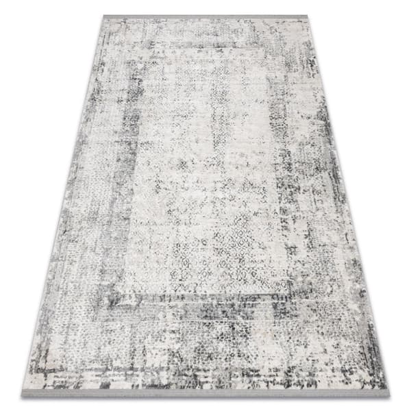 Modern Matta TULS strukturell, fringe 51324 vintage, Ram elfenben / grå , 160x220 cm