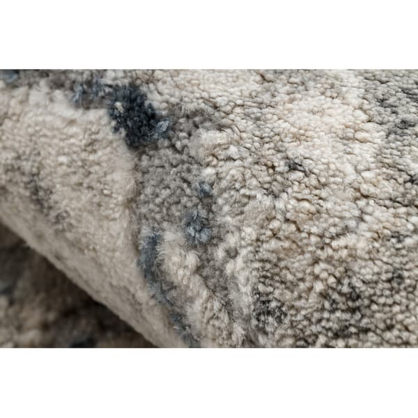 Modern Matta TULS strukturell, fringe 51320 Marmor ivory / blå, 160x220 cm