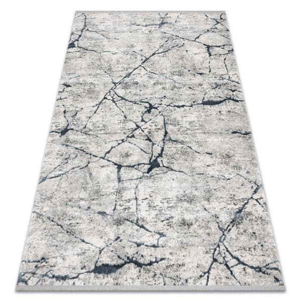 Modern Matta TULS strukturell, fringe 51320 Marmor ivory / blå, 160x220 cm