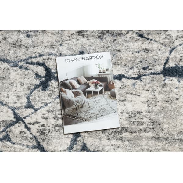 Modern Matta TULS strukturell, fringe 51320 Marmor ivory / blå, 280x370 cm