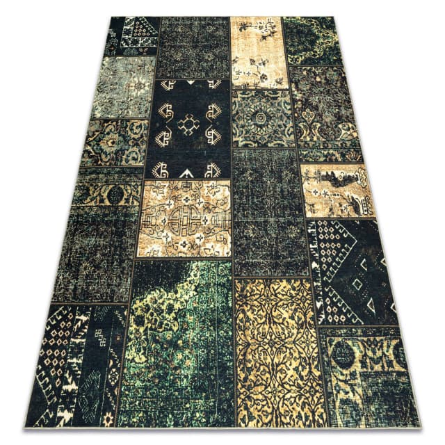 ANTIKA antik ancient olive, modernt lapptäcke, grekisk tvättbar - olivgrön, 160x220 cm