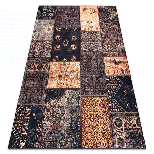 ANTIKA antik ancient chocolate, modernt lapptäcke, grekisk tvättbar - brun / terrakotta, 120x170 cm