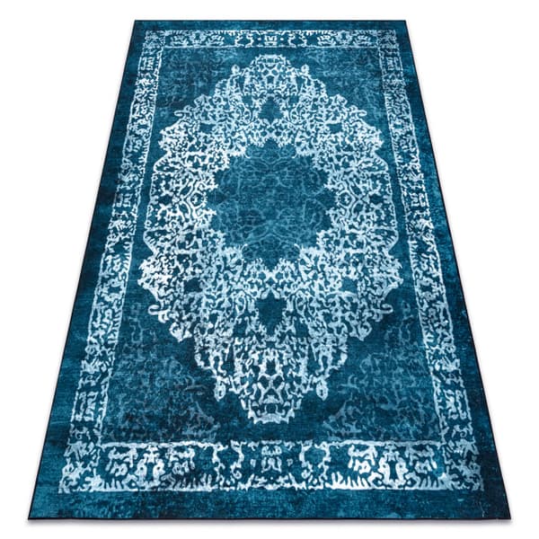 ANTIKA matta 123 tek, modern prydnad, tvättbar - blå, 120x170 cm