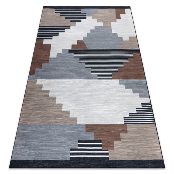 ANTIKA antik 126 tek, modernt geometric tvättbar - beige / grå , 120x170 cm