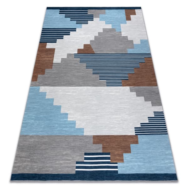 ANTIKA 124 tek matto, moderni geometrinen - beige / sininen, 80x150 cm