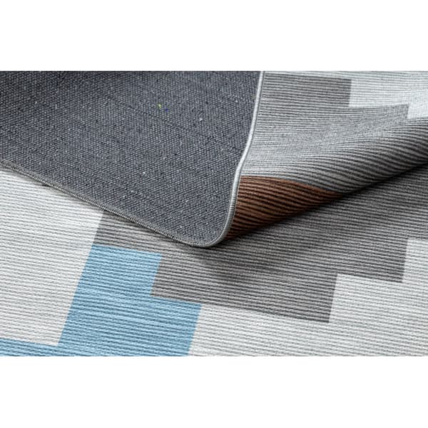 ANTIKA 124 tek, moderne geometrisk vaskbart - beige / blå, 120x170 cm