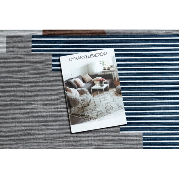 ANTIKA 124 tek, moderne geometrisk vaskbart - beige / blå, 120x170 cm